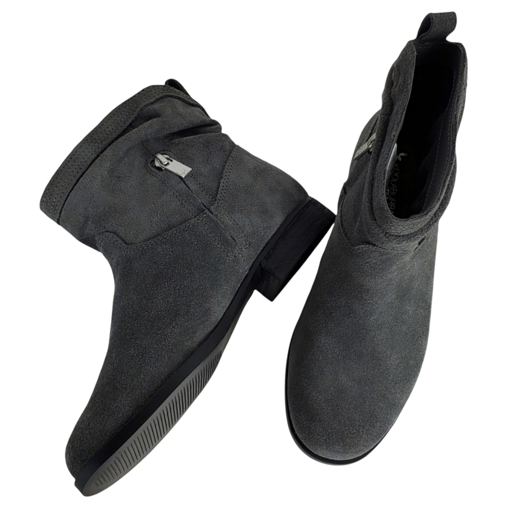 New koolaburra ugg lorelei suede ankle bootie stone gray zip up western cowgirl